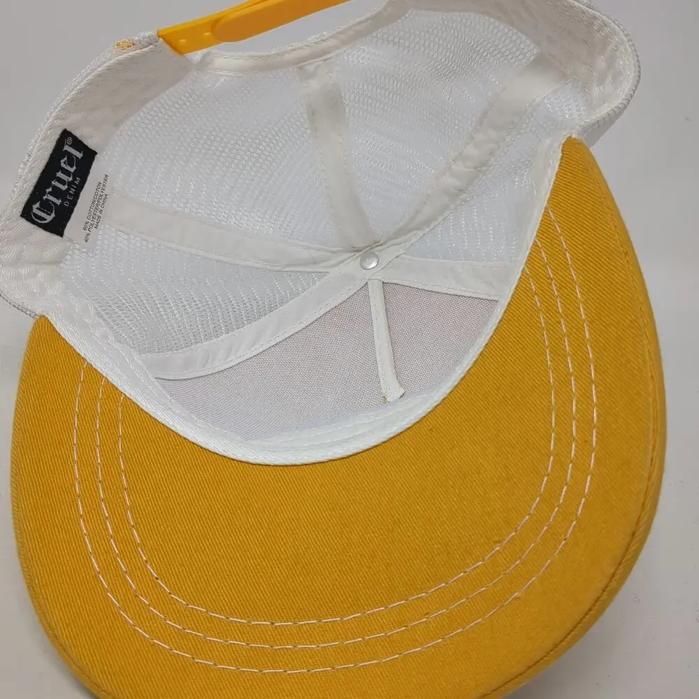 Cruel Denim Trucker Hat Yellow One Size Mesh Back Contrast Stitching Snapback